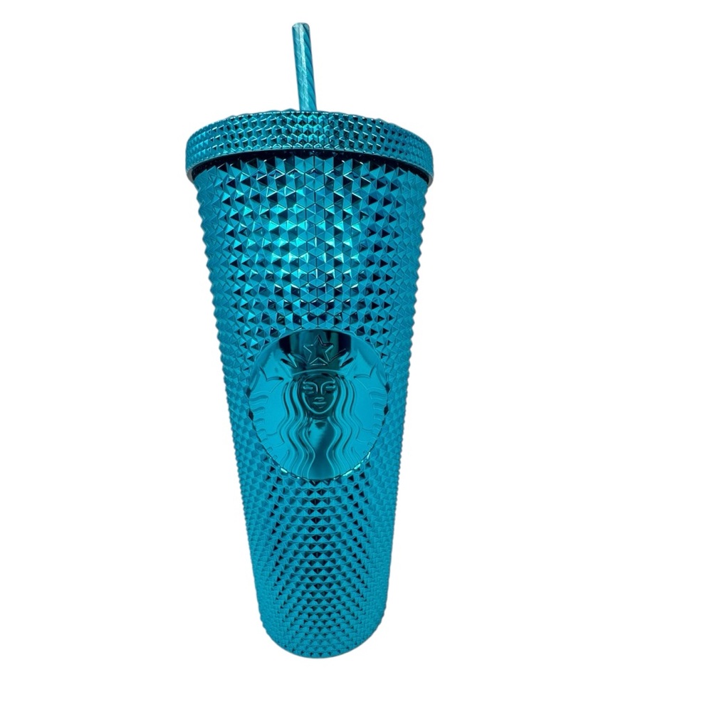 Starbucks Blue Chrome Studded Tumbler 24 Oz NEW